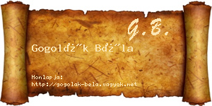 Gogolák Béla névjegykártya